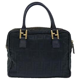Fendi-FENDI Zucca Canvas Hand Bag Black Auth 70163-Black