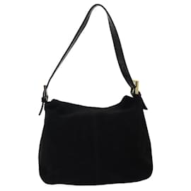 Fendi-FENDI Mamma Baguette Shoulder Bag Suede Black Auth yk11454-Black