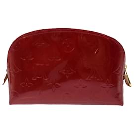 Louis Vuitton-LOUIS VUITTON Vernis Pochette Cosmético PM Rouge Grunadine M91746 Autenticação de LV 70494-Outro