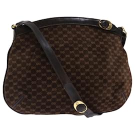 Gucci-GUCCI Micro GG Canvas Shoulder Bag Brown Auth 70665-Brown
