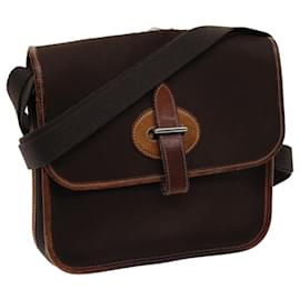 Hermès-HERMES Ventura Shoulder Bag Canvas Leather Brown Auth yk11680-Brown