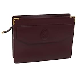 Cartier-CARTIER Pochette Pelle Bordeaux Auth 70664-Bordò