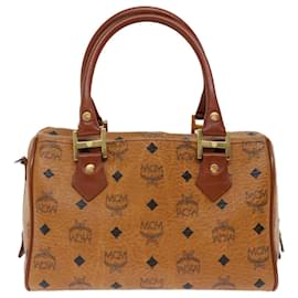 MCM-Borsa a mano MCM Vicetos Logogram in pelle PVC 2modo Brown Auth ki4324-Marrone