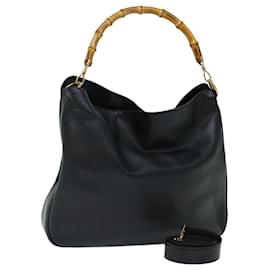 Gucci-Bolso de hombro de bambú GUCCI de cuero 2camino negro 001 1781 1577 autenticación 70404-Negro