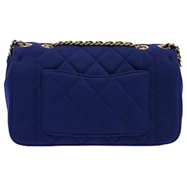 Chanel-CHANEL Diana Matelasse Bolsa de Ombro com Corrente Lona Azul CC Auth 70391UMA-Azul