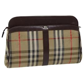 Autre Marque-Burberrys Nova Check Pochette Canvas Beige Autentico 70657-Beige