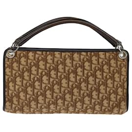 Christian Dior-Christian Dior Trotter Canvas Borsa a mano Canvas Marrone Auth 70637-Marrone