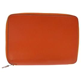 Hermès-HERMES Agenda Zip Day Planner Cover Leather Orange Auth am6065-Orange