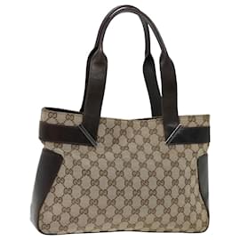 Gucci-GUCCI GG Canvas Hand Bag Beige 73983 Auth bs13381-Beige