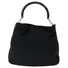 Gucci-GUCCI Bamboo Shoulder Bag Nylon 2way Black 001 1577 1781 auth 70627-Black