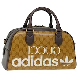 Gucci-GUCCI GG Canvas adidasxGucci Hand Bag 2way Beige 702397 auth 70383S-Beige