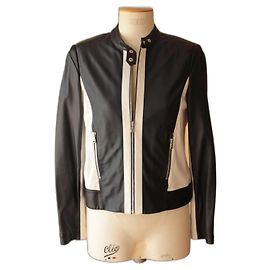 Navy white leather jacket Zapa White Dark blue