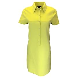 Autre Marque-Akris – Kurzärmliges Hemdblusenkleid aus Baumwolle mit Kragen und Button-Down-Kragen in Limettengrün-Grün
