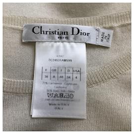 Autre Marque-Christian Dior Jersey de punto de seda y cachemira de manga corta color marfil-Crudo