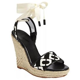 Diane Von Furstenberg DvF Persephone chain link wedge espandrilles Black White
