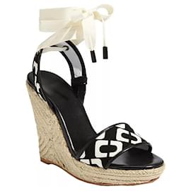 Diane Von Furstenberg-Alpargatas de cuña con cadena Persephone de DvF-Negro,Blanco