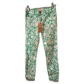 Autre Marque DvF x Current Elliot Stretch-Jeans mit Muster Weiß Grün