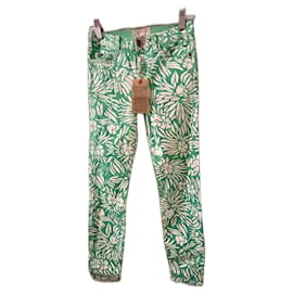 Autre Marque-DvF x Current Elliot stretch jeans with pattern-White,Green