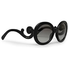 Prada-Prada Black Baroque Round Sunglasses-Black