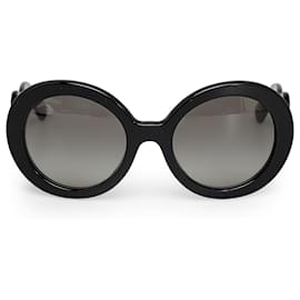 Prada-Prada schwarze barocke runde Sonnenbrille-Schwarz