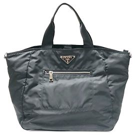 Prada Black Tessuto Satchel Schwarz
