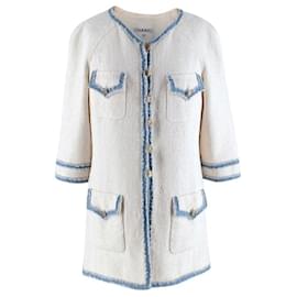Chanel-Stupenda giacca in tweed color ecru con bottoni CC.-Crudo
