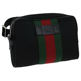Gucci-GUCCI Web Sherry Line Waist bag Canvas Outlet Black Red Green 630919 auth 70293-Black,Red,Green