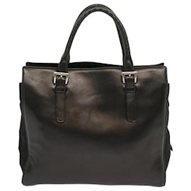 Prada-PRADA Hand Bag Leather Black Auth 70340-Black