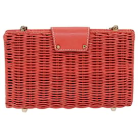 Autre Marque-Tiffany & Co. Kette Korbtasche Schultertasche Holz Rot Auth am6066-Rot