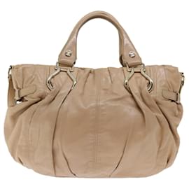 Céline-CELINE Hand Bag Leather 2way Beige Auth 70407-Beige