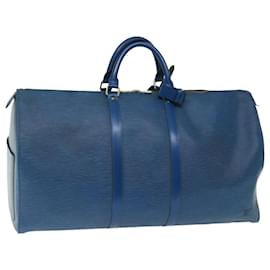 Louis Vuitton-Louis Vuitton Epi Keepall 55 Boston Bag Blue M42955 LV Auth ar11608b-Azul