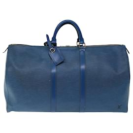 Louis Vuitton-Louis Vuitton Epi Keepall 55 Sac Boston Bleu M42955 Auth ar LV11608b-Bleu