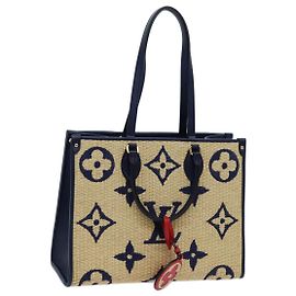 LOUIS VUITTON Monogram Raphia On The Go MM Sac 2façon Beige M57723 Auth LV 70773S Beige