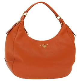 Prada-PRADA Shoulder Bag Leather Orange Auth am6047-Orange