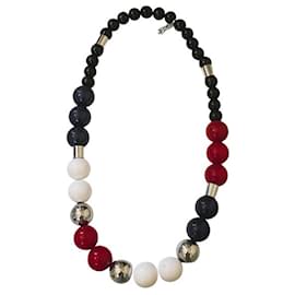 Dolce & Gabbana-Wichtige Halskette von DOLCE & GABBANA aus Edelstahl und bunten Keramikperlen.-Mehrfarben