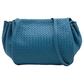 Bottega Veneta-Aba Crossbody Couro Trançado Azul-Azul