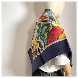 Hermès-foulard 90 Silk Orgauphone et Autres Mecaniques Navy-Navy blue