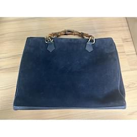 Gucci-VINTAGE BAMBOO TOTE-Navy blue