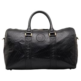 Versace-Versace Boston Bag aus geprägtem Leder, Reisetasche aus Leder in gutem Zustand-Andere