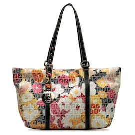 Fendi-Fendi Zucchino Canvas Floral Shopping Tote Canvas Tote Bag 8BH215 in good condition-Other