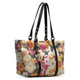 Fendi-Fendi Zucchino Canvas Floral Shopping Tote Canvas Tote Bag 8BH215 in good condition-Other