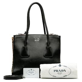 Prada-Prada Glace Calf Twin Pocket Tote Leder-Einkaufstasche 1BG625 in guter Kondition-Andere