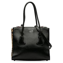 Prada-Prada Glace Calf Twin Pocket Tote Leather Tote Bag 1BG625 in good condition-Other