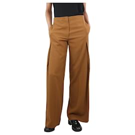 The row-Tan pleated wide-leg trousers - size UK 6-Brown