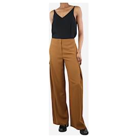 The row-Tan pleated wide-leg trousers - size UK 6-Brown