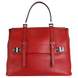 Prada-Sac cartable Turn-lock doublé rouge-Rouge