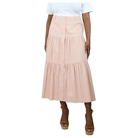 Red Valentino-Salmon button-down tiered skirt - size UK 12-Pink