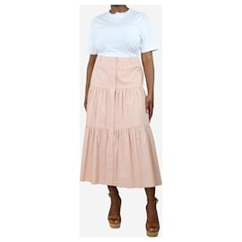 Red Valentino-Salmon button-down tiered skirt - size UK 12-Pink