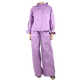 Essentiel Antwerp Lilac ruffle collar top and track pant set - size S Purple
