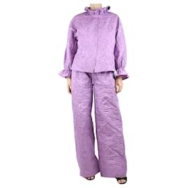 Essentiel Antwerp-Conjunto top gola babado lilás e calça esportiva - tamanho S-Roxo